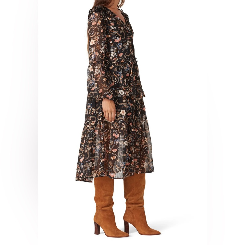 MINKPINK Shiloh Dress Black Floral Long Sleeve Small